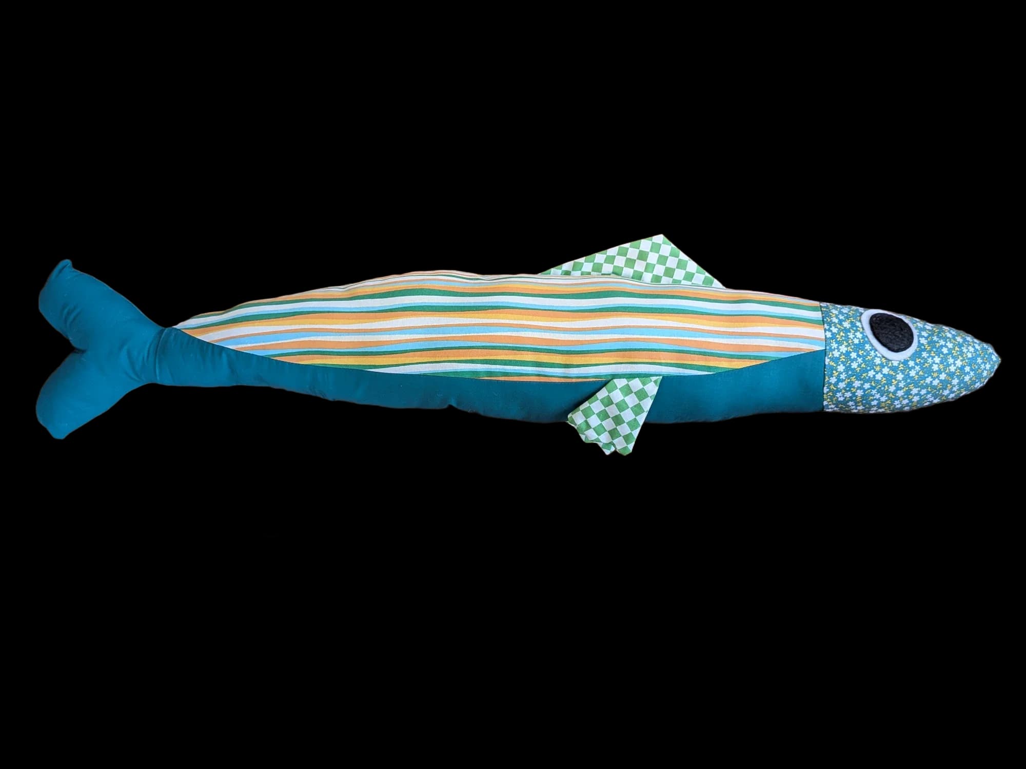 3 foot long green plush sardine
